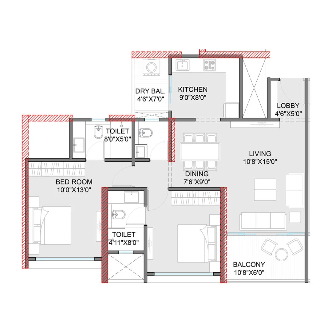 ANP Autograph Punawale 2BHK Floorplan