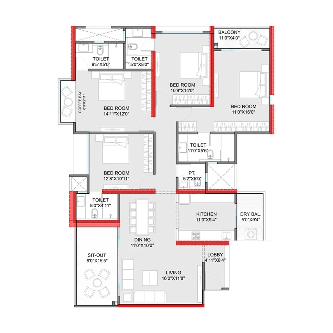 ANP Autograph Punawale 4BHK Floorplan